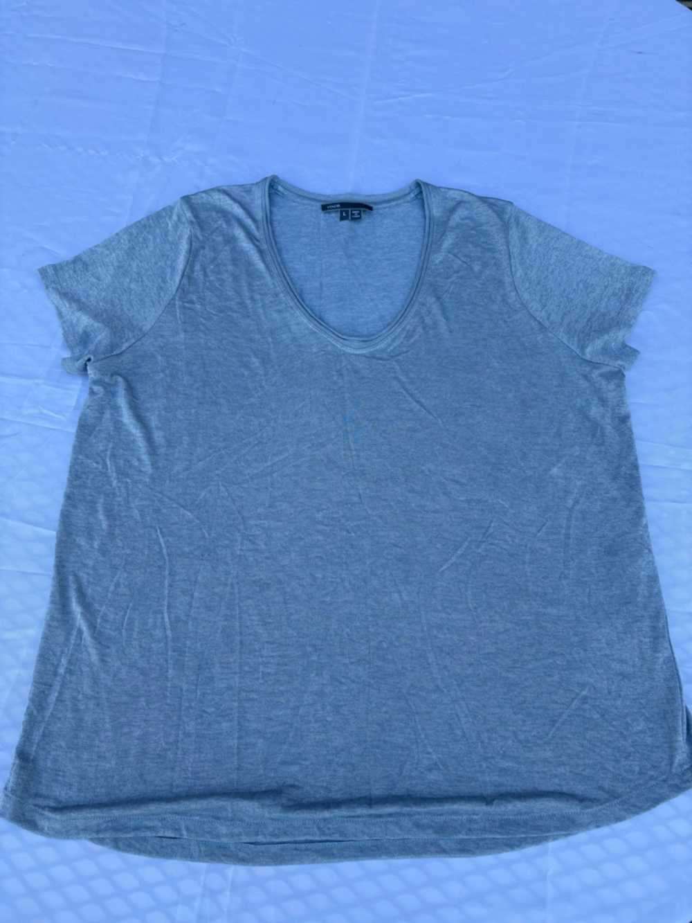 Vince Light Blue Scoop Neck Short Sleeve Tee - Large